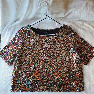 Multicolor Sequin Crop Top
